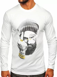Biały longsleeve męski z nadrukiem Bolf 146742 - Koszulki męskie - miniaturka - grafika 1