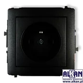 Gniazdka elektryczne - Karlik Gniazdo Pojedyncze z uziemieniem czarne 12DGP-1z - miniaturka - grafika 1