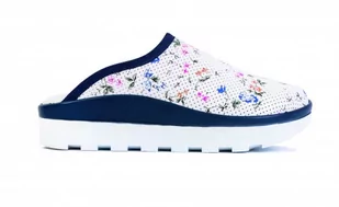 Obuwie zawodowe CARINE LUX SABO rozm. 39 Trepy medyczne, chodaki perforacja NT 054 biała podeszwa kolorowe kwiaty - Odzież medyczna - miniaturka - grafika 1