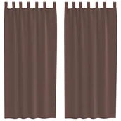Zasłony - vidaXL Zasłony woalowe z kieszeniami na drążek 2 szt. Brązowe - miniaturka - grafika 1