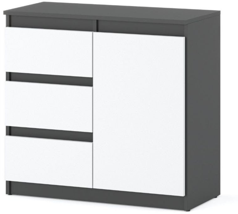 Komoda Do Sypialni 80cm 3 Szuflady Nowoczesna Młodzieżowa Szara Biała Mat