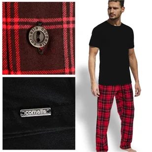 Cornette Świąteczny Komplet Piżama Męska Bawełna Czarny Czerwony roz. L - Piżamy damskie - miniaturka - grafika 1