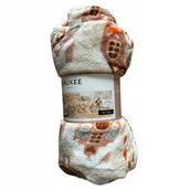 Koce i narzuty dla dzieci - Świąteczny koc 130x170 cm beżowy Chatki z Piernika - miniaturka - grafika 1