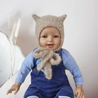 Czapki dla dzieci - Ciepła Czapka Beżowy Kotek, kitty alpaka/merynos - miniaturka - grafika 1