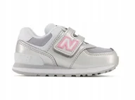 Buty dla dziewczynek - BUTY dziecięce NEW BALANCE 500 IV574LF1 20 rzepy / srebrne - miniaturka - grafika 1