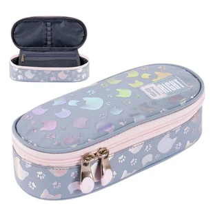 St. Right Piórnik Szkolny Saszetka Usztywniona Z Wewnętrzną Klapką Etui Na Przybory Szkolne Silver Cats - Piórniki - miniaturka - grafika 1