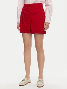 Tommy Hilfiger Szorty materiałowe WW0WW42457 Czerwony Regular Fit - Spodenki damskie - miniaturka - grafika 1