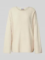 Swetry damskie - Sweter z dzianiny o kroju oversized z fakturowanym wzorem - miniaturka - grafika 1