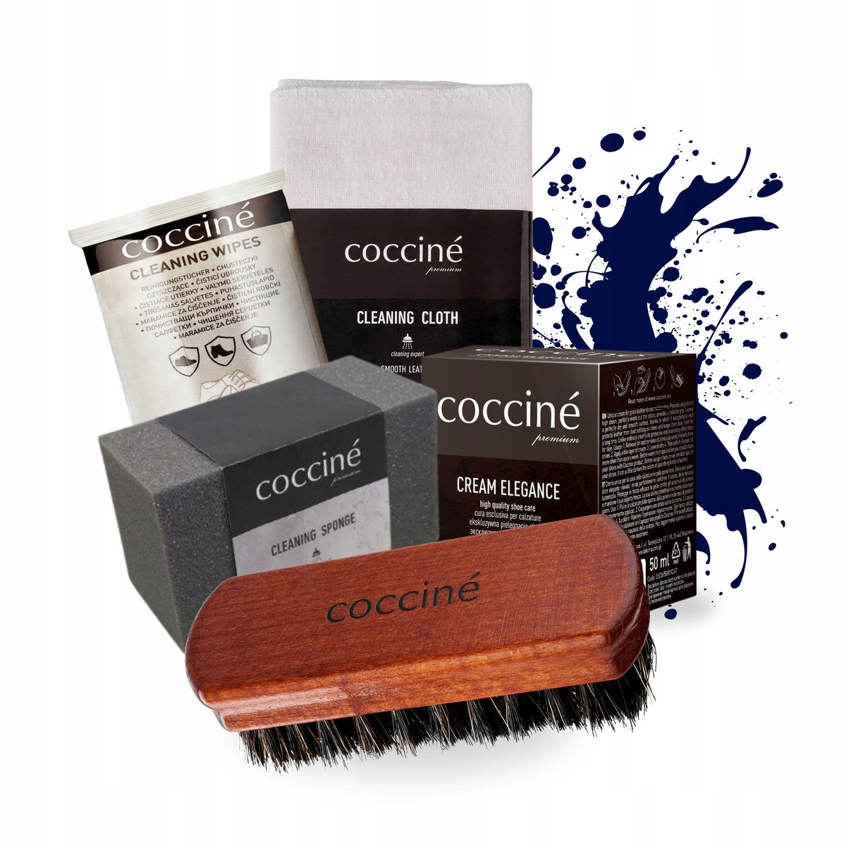 Granatowy Krem Elegance z Akcesoriami do Butów Coccine Zestaw 5w1