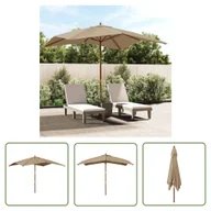 Parasole ogrodowe - The Living Store Parasol ogrodowy na drewnianym słupku - taupe - 300x300x273 cm - Parasol Ogrodowy - miniaturka - grafika 1