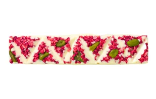 Baton z białej czekolady z malinami i pistacjami - Batoniki - miniaturka - grafika 1