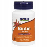 Włosy, skóra, paznokcie - PRO NATURA NOW FOODS Biotin 1000 mcg 100 kaps - miniaturka - grafika 1