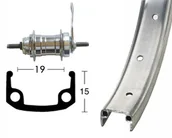 Piasty rowerowe - Bike-Parts Bike-Parts Tylne koło Koło tylne 20x1.75 36L hamulec nożny, silver  2021 Piasty miejskie i trekkingowe 2142002100 - miniaturka - grafika 1