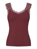 Koszulki i topy damskie - Pieces Top "Barbera" w kolorze ciemnoczerwonym - miniaturka - grafika 1