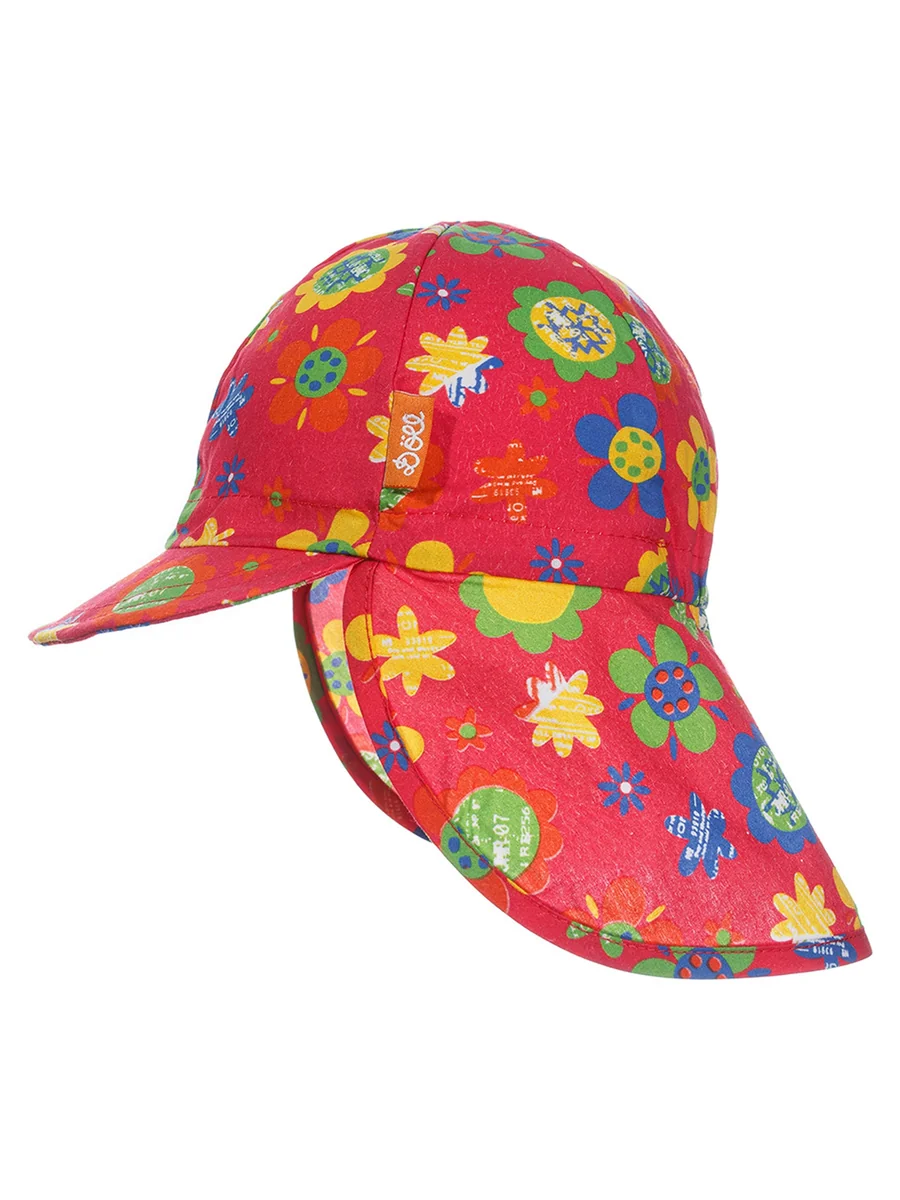 Dziewczęcy czapka z wzorem w kwiatuszki czerwona Döll r.51