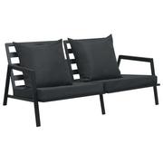 Ławki ogrodowe - vidaXL Sofa ogrodowa z poduszkami, 2-osobowa, ciemnoszara, aluminium - miniaturka - grafika 1