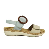 Sandały damskie - Remonte damskie R6853-12 Beżowy/Niebieski Sandały damskie na co dzień Muschel/bleu Eu 38 - miniaturka - grafika 1