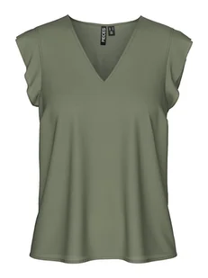Pieces Koszulka "Nya" w kolorze oliwkowym - Koszulki i topy damskie - miniaturka - grafika 1