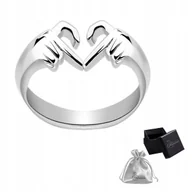 Pierścionki - Pierścionek Srebro pr. 925 Pierścień MIŁOŚCI Dłonie Tworzące Serce r. 15 - miniaturka - grafika 1