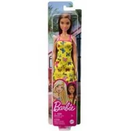 Lalki dla dziewczynek - Mattel Barbie Lalka Szykowna Szatynka w żółtej sukience w motyle 001897 - miniaturka - grafika 1