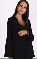 Bluzki damskie - CZARNA TUNIKA POGRZEB ZALOBA OKAZJA - miniaturka - grafika 1