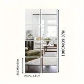 Inne - 8-częściowy zestaw klasycznych luster ściennych, bezramowe lustra samoprzylepne do sypialni, siłowni, garderoby, akademika - dekoracja wnętrz domu - miniaturka - grafika 1