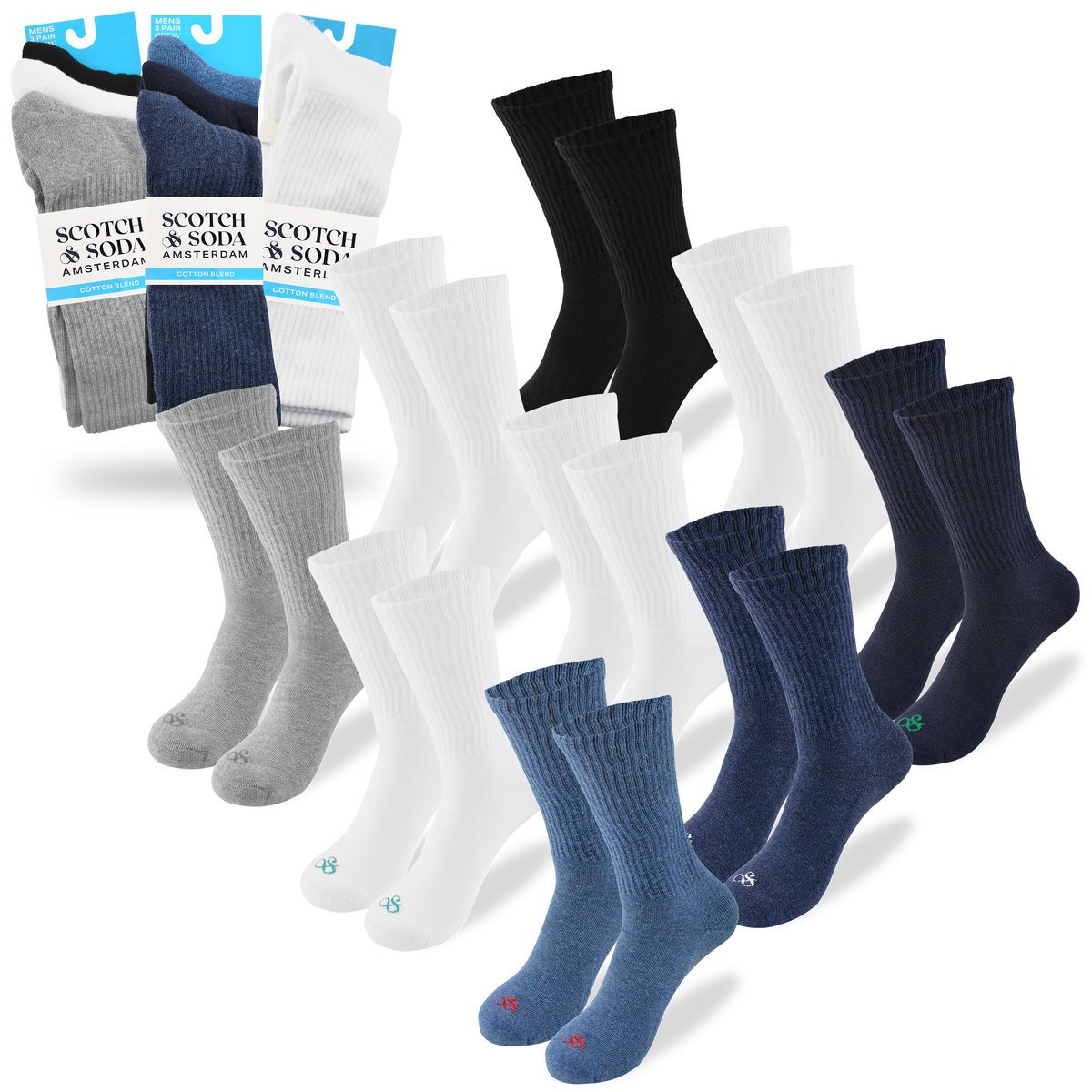 SCOTCH&SODA Skarpety Męskie Długie 9 Par Komplet Bawełna Kolor Mix 41-46
