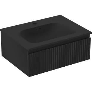 Mexen Rivel szafka łazienkowa 60 cm z umywalką Vela, 1 szuflada, ryflowana , czarna mat - 91A20-06023-1-BF71-W23M71 - Szafki łazienkowe - miniaturka - grafika 1