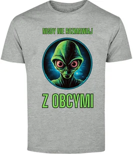 T-SHIRT MĘSKI NA PREZENT OBCY UFO NASA ŚMIESZNA KOSZULKA SZARA R-XL A382 - Koszulki męskie - miniaturka - grafika 1
