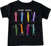 Koszulki dla dziewczynek - CZARNA Koszulka w kredki na DZIEŃ KREDKI W PRZEDSZKOLU DZIEŃ KREDKI - miniaturka - grafika 1