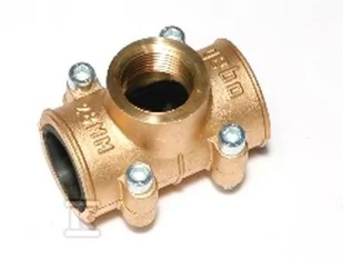 Dwudzielna mosiężna obejma remontowo-naprawcza z odejściem z gwintem wewnętrznym MB 28 mm x 3/4' - Akcesoria hydrauliczne - miniaturka - grafika 1