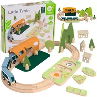 Tory, garaże, parkingi - CLASSIC WORLD Zestaw Kolejka Tor Drewniany Pociąg + Sorter Kształtów 40 el. - miniaturka - grafika 1