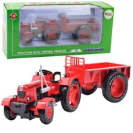 Samochody i pojazdy dla dzieci - DLA DZIECI METALOWY TRAKTOR ROLNICZY Z PRZYCZEPĄ - miniaturka - grafika 1