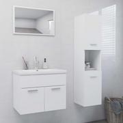 Meble łazienkowe - Lumarko Zestaw mebli łazienkowych, biały, płyta wiórowa - miniaturka - grafika 1