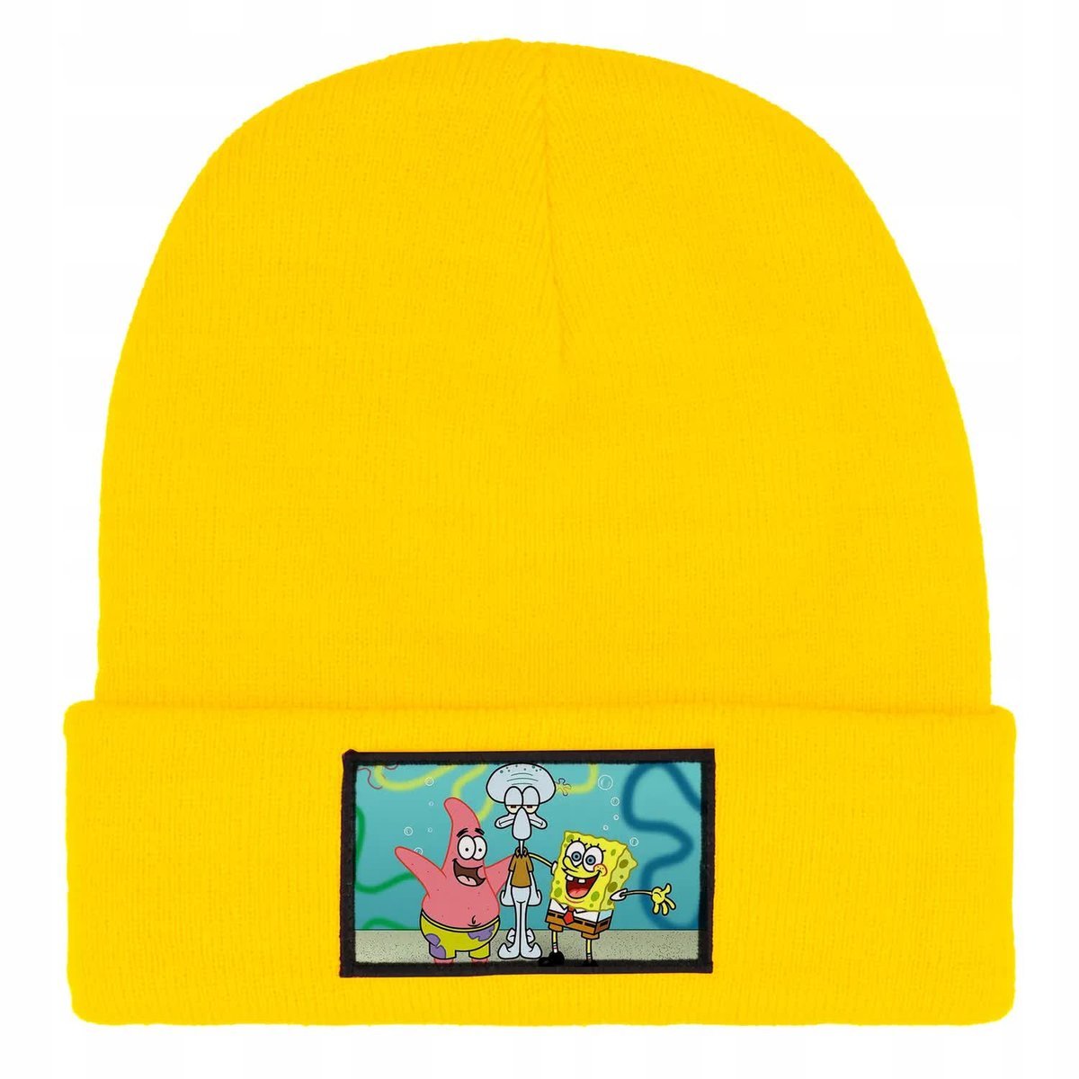 Czapka Zimowa Dziecięca SPONGEBOB SKALMAR Bajka Prezent Wzory Żółta