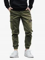 Spodnie męskie - SPODNIE MĘSKIE MATERIAŁOWE BOJÓWKI JOGGER Oliwka Khaki JIGGA WEAR Cargo XXL - miniaturka - grafika 1