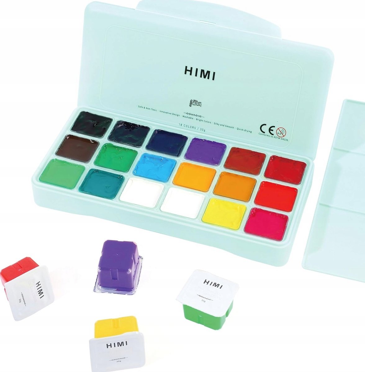 FARBY GWASZOWE 18 KOLORÓW 30 ML KUBKI GALARETKI PALETA ETUI