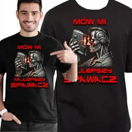 Koszulki męskie - ŚMIESZNA KOSZULKA DLA SPAWACZA TERMINATOR NADRUK PREZENT XL 3463 CZARNA - miniaturka - grafika 1