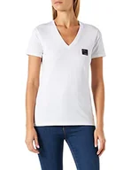Koszulki i topy damskie - Armani Exchange Damska koszulka z dekoltem w serek, z logo"Optic White", bardzo mała - miniaturka - grafika 1