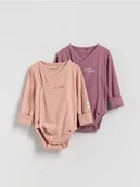 Komplety dla niemowląt - Reserved - Bawełniane body z haftem - brudny róż - miniaturka - grafika 1