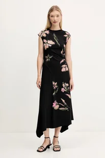 Desigual sukienka KATRINA kolor czarny midi rozkloszowana 25WWVK12 - Sukienki - miniaturka - grafika 1