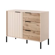 Komody - Komoda 103 D3S Rave Laski Meble Czarny Mat / Dąb Artisan - miniaturka - grafika 1