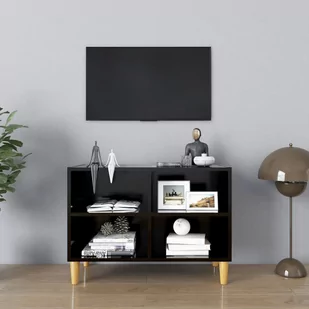 vidaXL Lumarko Szafka pod TV z drewnianymi nóżkami, czarna, 69,5x30x50 cm 805924 - Szafki RTV - miniaturka - grafika 1