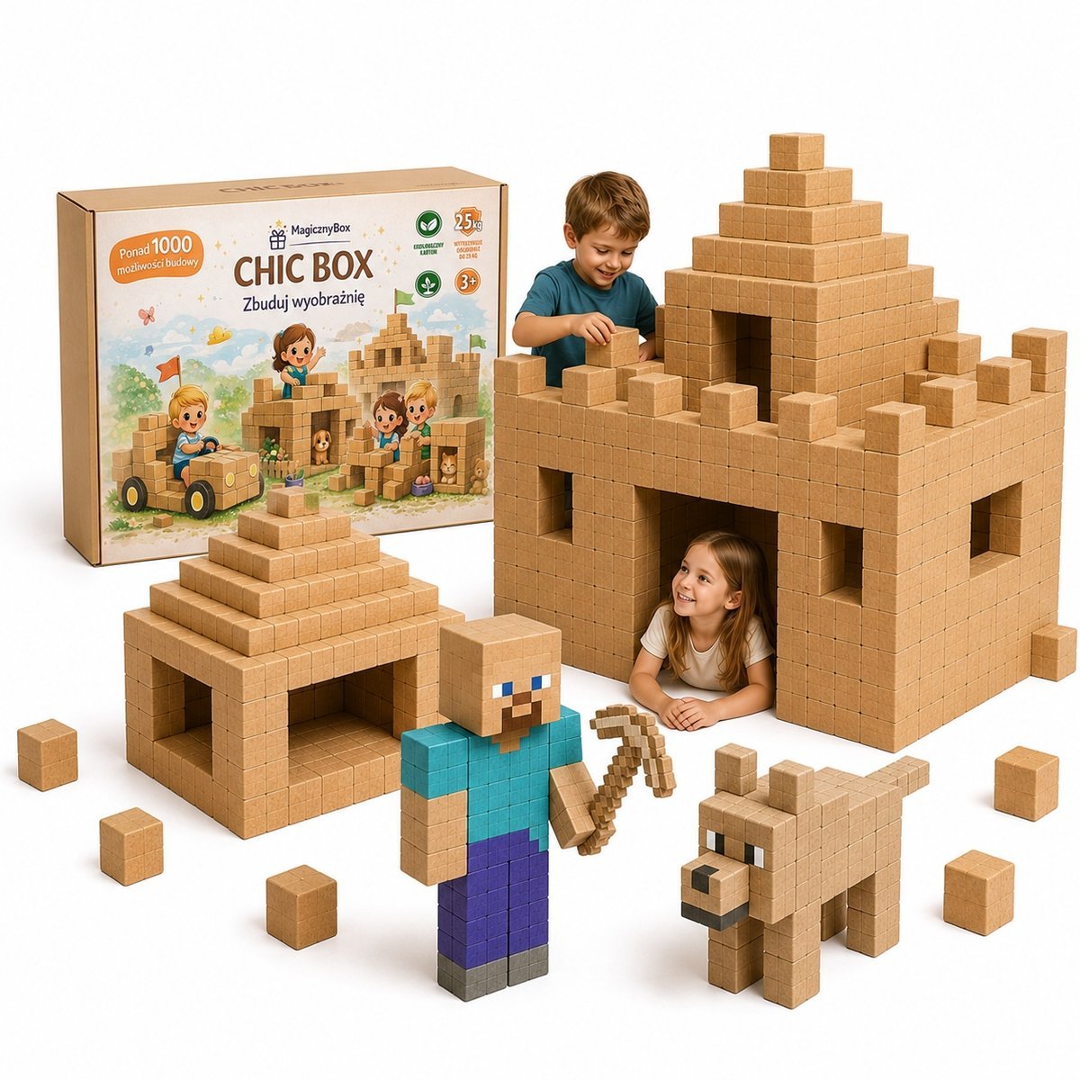 MINECRAFT KLOCKI KONSTRUKCYJNE XXL 100SZT 1000 KONSTRUKCJI 3D