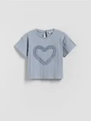 Bluzki dla niemowląt - Reserved - Bawełniany t-shirt z aplikacją - jasnoniebieski - miniaturka - grafika 1