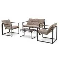 Komplety wypoczynkowe - Beżowy zestaw ogrodowy sofa + 2 fotele + ława - Zovo - miniaturka - grafika 1