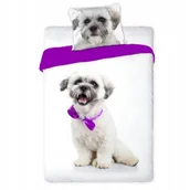 Pościel dla dzieci - Pościel Bawełniana 140x200 70x90 Pies Maltanczyk Biała Uroczy Motyw - miniaturka - grafika 1