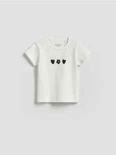 Reserved - Bawełniany t-shirt z nadrukiem - złamana biel - Bluzki dla niemowląt - miniaturka - grafika 1