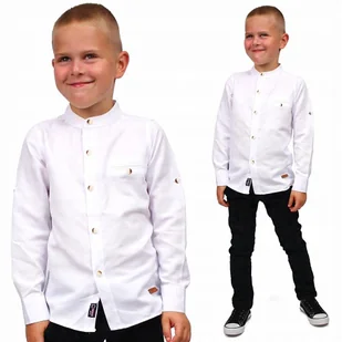 ELEGANCKA Biała KOSZULA ZE STÓJKĄ Szkoła 98 - Moda i Uroda OUTLET - miniaturka - grafika 1