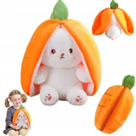 Maskotki i pluszaki - Maskotka Króliczek W TRUSKAWCE KRÓLIK ZAJĄC PLUSZAK MIŚ 2w1 POMARAŃCZ 40CM - miniaturka - grafika 1